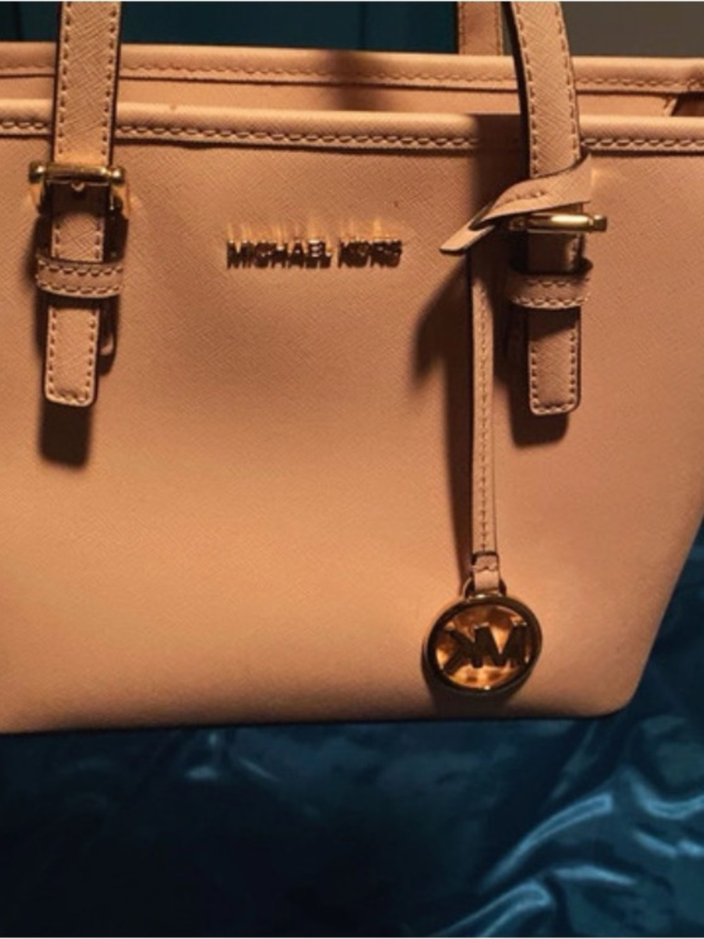 Michael Kors Pink Saffiano Leather Tote with Gold Hardware